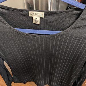 Vintage, black Ann Taylor silky long-sleeved crew neck shirt, size M